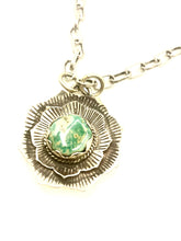 Load image into Gallery viewer, Silver Flower with Turquoise Necklace