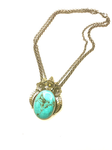 Large Turquoise Pendant Necklace