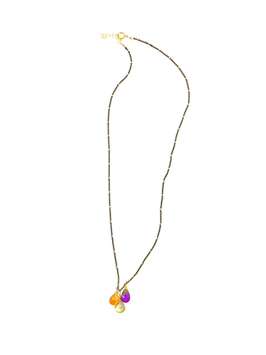 Dainty Amethyst, Carnelian, Labradorite Necklace